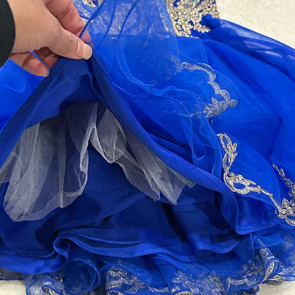 Charming Formal Dress in Royal Blue with Silver Embellishments - Picture 3 of 10